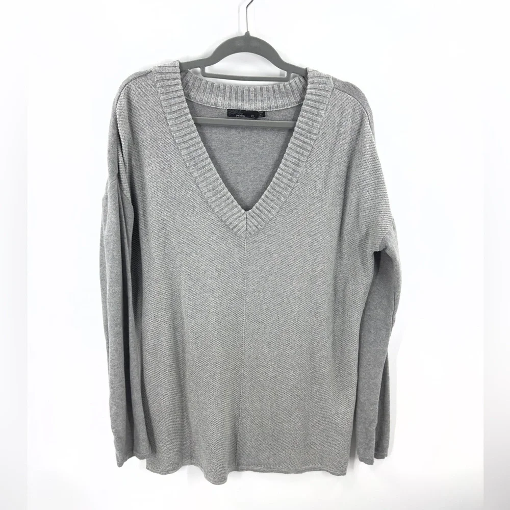 Prana Cedros Sweater Tunic Long Sleeve Pullover Womens XL Grey Organic Cotton